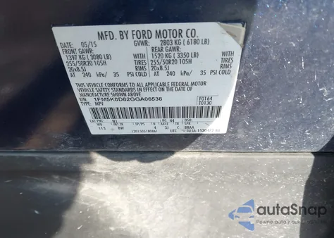 2016 Ford Explorer Xlt z USA, uszkodzony, nr VIN 1FM5K8D82GGA06538